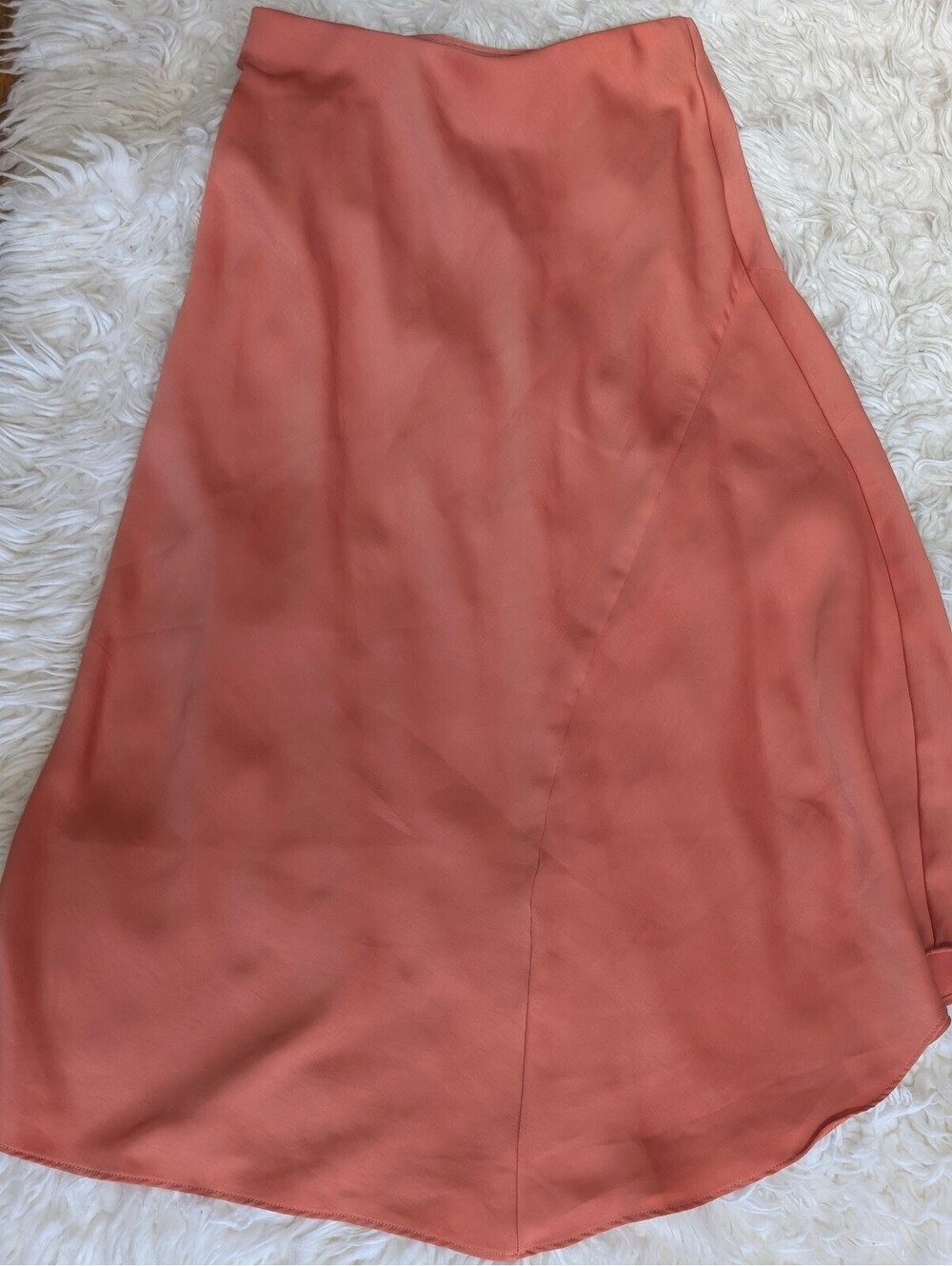 A New Day Women's Coral Orange Asymmetrical Midi Skirt XS Polyester